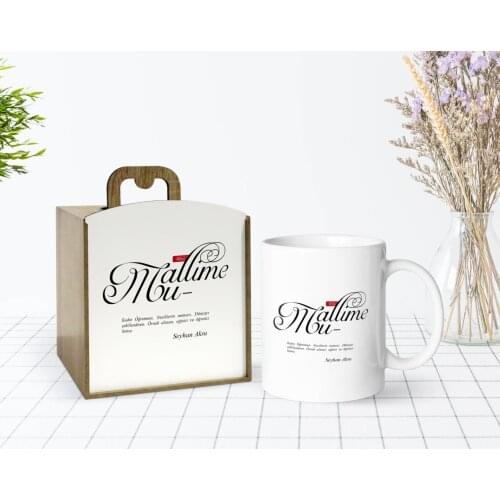 Tailor-made In Wooden Box Mânâ Muallime Design White Mug Bardak-1