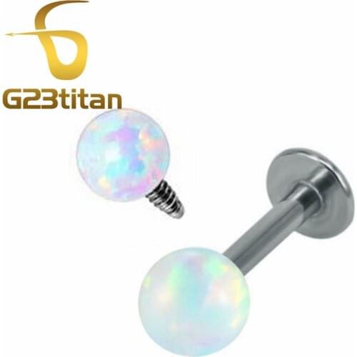 G23titan 3mm Bright Opal Stone Labret Earring 16G Internally Threaded Labrets Studs For Ear Lip Piercing Fashion Body Jewelry