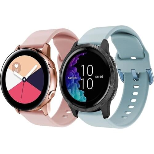 20mm Silicone Watch band for Garmin Vivoactive 3/Venu SQ/Forerunner 245 Sport Wrist Strap for Samsung Galaxy active 2 Bracelet