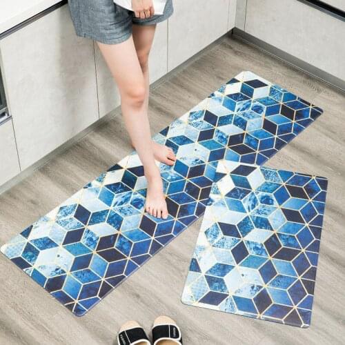 Nordic modern geometric carpet wear-resistant non-slip mats, household waterproof and oil-proof rug, PVC leather kitchen mats