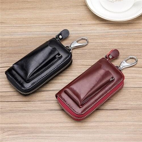 Men Women Key Bag Housekeepers Kay Case Leather Keychain purse Keys Cover Organizer Bag Holder Case