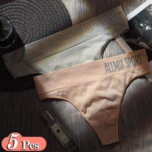 5Pcs/Lot Sports Style Wide Waist Letter Panties For Women Sexy Lingerie Simple Women Underwear Seamless Thong Girls Briefs Set