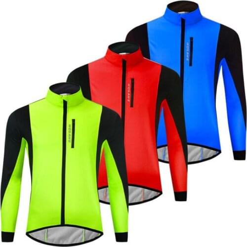 Cycling Jersey Warm Thickening Plus Velvet Windproof and Rainproof Jersey Winter Clothes Cycling Reflective Strip Full Zipper