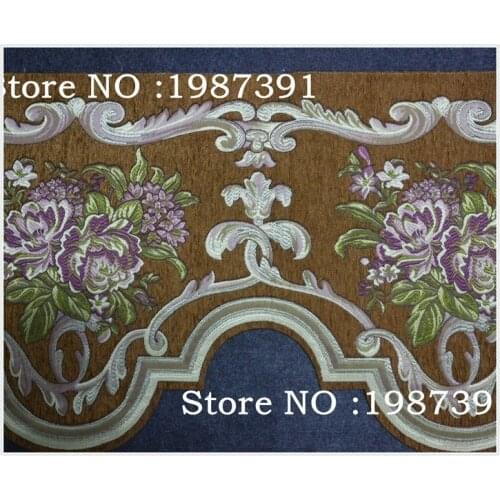 High quality 1M/lot Woven Jacquard Ribbon 36cm yellow blackground pink flowers pattern for curtain LS-4918