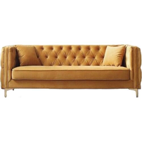 Good quality High-end yellow double three-seat sofa