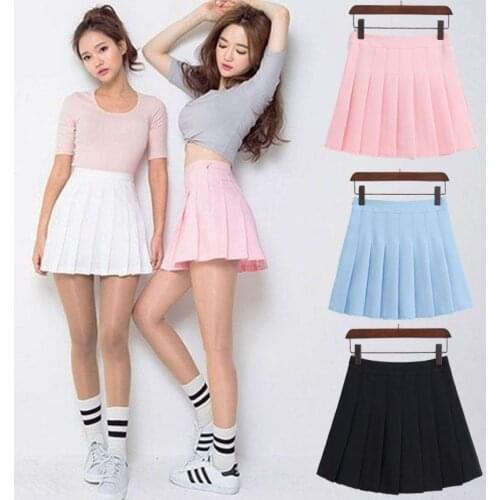 Women Fashion Summer high waist pleated skirt Wind Cosplay skirt kawaii Female Mini Skirts Short Under it