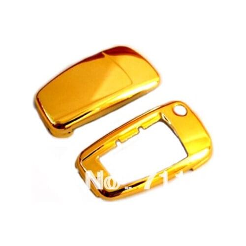 Hard Plastic Keyless Remote Key Protection Case Cover (Gold Chrome) For Audi