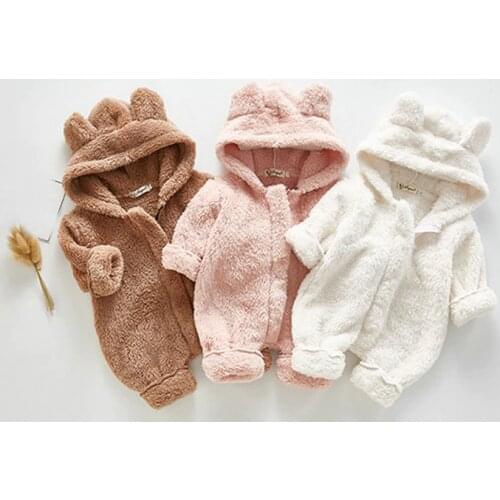 Newborn Baby Winter Snowsuit Clothes Fleece Hooded Baby Boy Girl Jumpsuits Jacket Toddler Infant Down Overalls OUterwear 0-24M