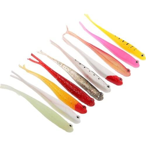 10pcs Minnow Artificial Baits Bionic Swim Bait Soft Worm Fishing Lure