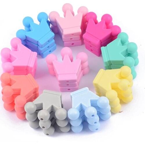 10Pcs/Lot Food Grade Silicone DIY Pacifier Chain Pendant Accessories Baby Teethers Crown Silicone Beads Baby Teething Toys
