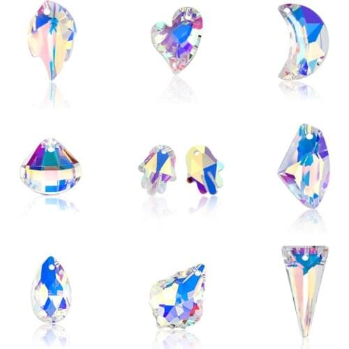 10pcs Fashion Different shape Crystal Glass Beads For Jewelry Make DIY Craft Necklace Earring Charms Crystal Pendant Accessories
