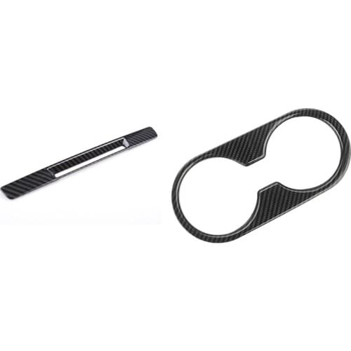 2 Pcs Car Accessories: 1 Pcs Liquid Crystal Screen Trim Strip & 1 Pcs Central Console Water Cup Holder Panel Cover Trim