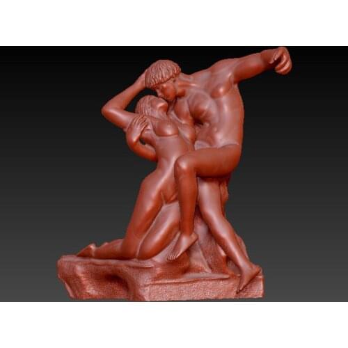 3D model relief stl format sculpture for CNC machine male and female kissing art sculpture