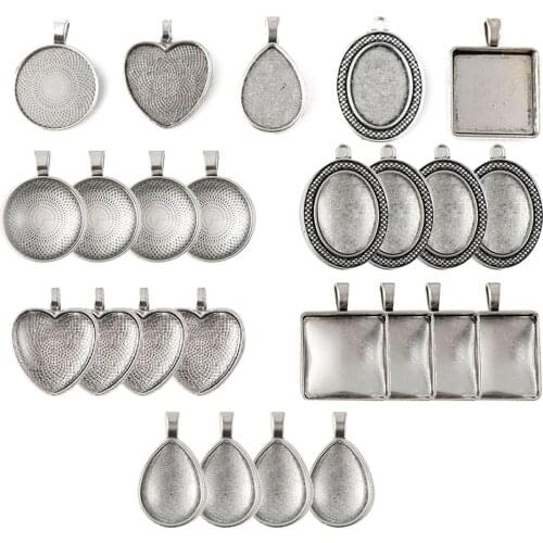 40 Pieces 25mm Ancient Silver Bottom Add Glass Diy Alloy Jewelry Accessories Blank Bezel Set Photo Pendant Jewelry Accessories