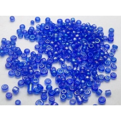 5000 Glass Seed Beads 2mm Transparent Luster AB Blue + Storage Box