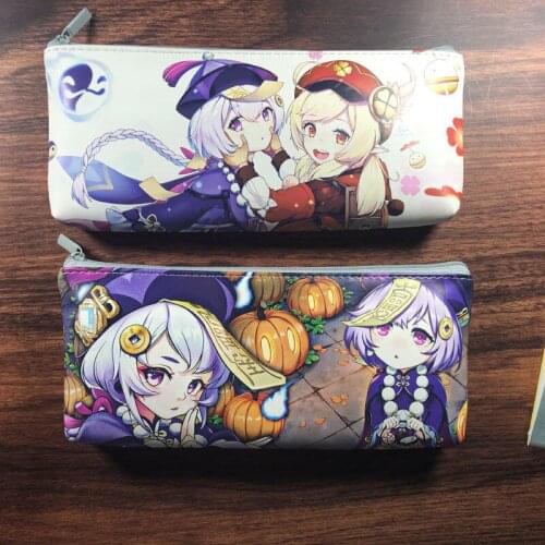 Anime Pencil Bags Genshin Impact Pencil Pouch Kawaii Bag Diluc Barbatos Keqing Student Stationery Pencil Cases School Supplies