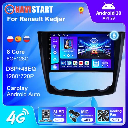 Car Radio For Renault Kadjar 2015-2019 Multimedia Video Player Navigation GPS Audio Carplay WIFI 2 Din Microphone BT No DVD CD