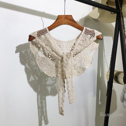 Hollow-out Small Shawl Cape for Women Summer New Korean Style Sleeveless Waistcoat Knotted Scarf Crocheted Top College Style