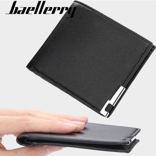 Baellerry Sequined Men Ultra Thin Wallet Men Purse Money Short Soft ID Card Case Slim Simple Mens Leather Small Wallet
