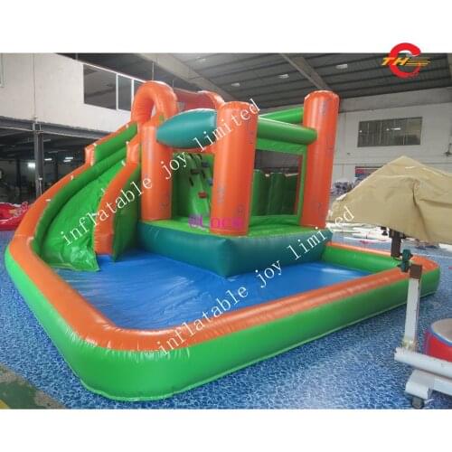 Free shipment to sea port! Commercial grade inflatable slide pool slide, 6x4m inflatable bounce castle with pool