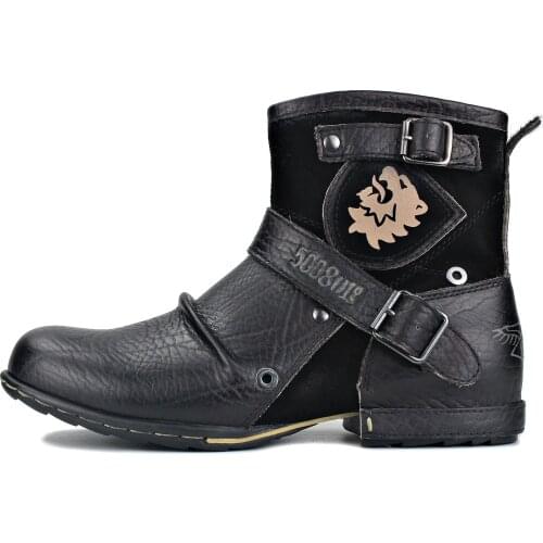 5008-1-AG Mens Ankle Boots Fashion Chukka Boots Zipper-up Motorcycle Boots Genuine Leather Handmade Western Boots Designer Shoes