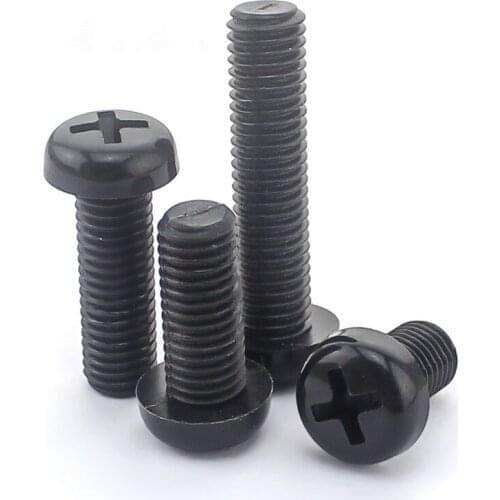 20PCS-M4*6/8/10/12/15/20/25/30/35/40 Black Pan Head Plastic Screws /Round Plastic Screws / Round Head Round Nylon Screws