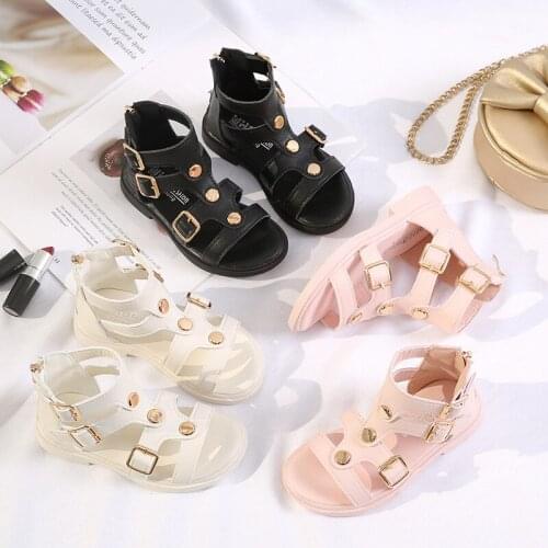 Girls' Shoes 2020 Little Princess Bandage Middle Kids High Children Shoes Summer Kids Flat Beach Sandals