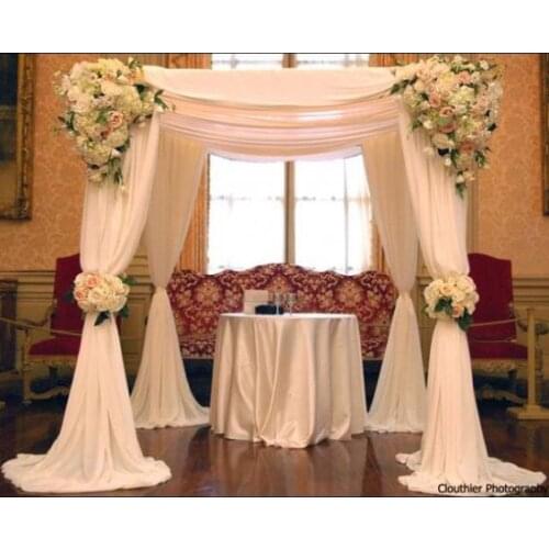 3M*3M*3M white color square canopy drape/chuppah/arbor drape swag for wedding decoration,Include Drape and Stand