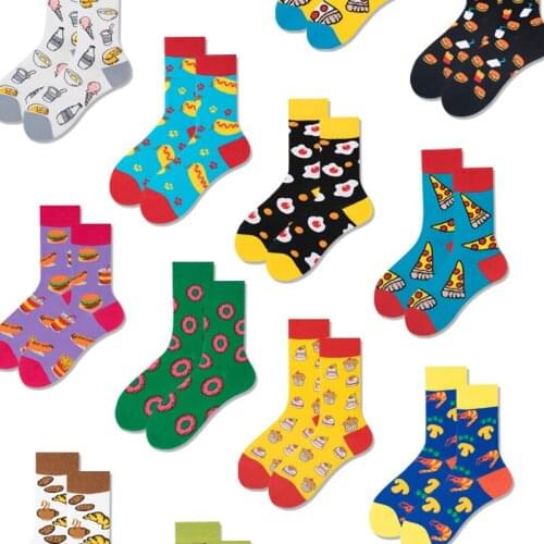 Europe and the United States lovely colorful wet socks Burger Popcorn wet socks cotton stockings lovers kawaii harajuku