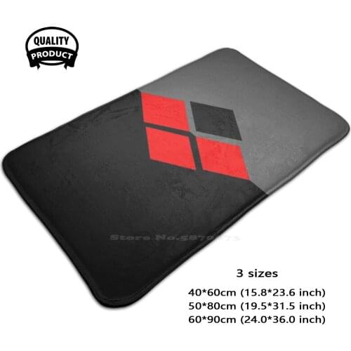 Symbol Door Mat Foot Pad Home Rug Quinn Logo Symbol Bath Cool Evil Villain Gray Red Black