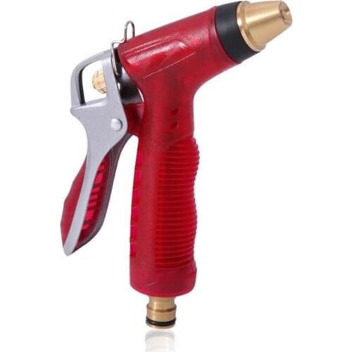 Red Adjustable High Pressure Water Gun Brass Spray Nozzle Garden Car Washing Tool