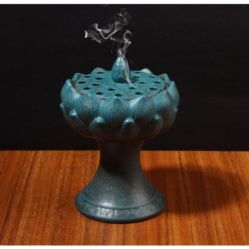 Creative Lotus Flower Ceramic Incense Burner Ceramic Sandalwood Incense Burner Incense Seat Indoor Household Decoration Crafts