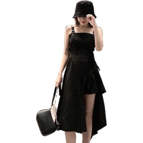 Summer Black Sexy Evening Gothic Dress Femme 2021 Elegant Women Irregular Slash-neck Ladies Dresses Party Club Dress Vestidos