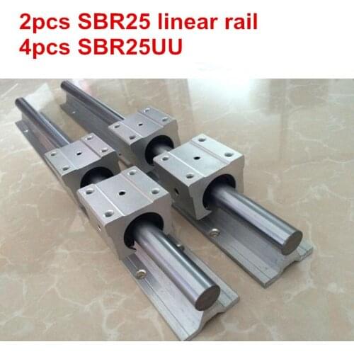 2pcs SBR25 - 650 700 750 800 850 900mm linear rail guide + 4pcs SBR25UU block