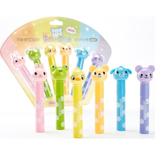 6PCS/Set baby Highlighter Pen Marker Pens Cute Kawaii Stationery Material Escolar Papelaria Writing School Supplies