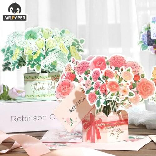 Mr.Paper4 Design Bronzing Three-Dimensional Greeting Card Flower Language Carol Series Creative Handbook Decoration Materials