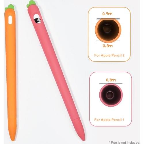 Cartoon Carrot Shape Silicone Stylus Pen Protective Cover for Apple Pencil 1/2