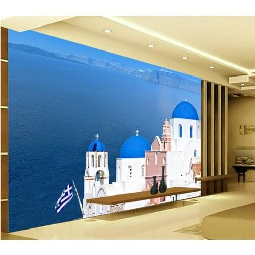 Custom landscape wallpaper, the Greek sea wall murals for the living room bedroom TV background wall waterproof papel de parede