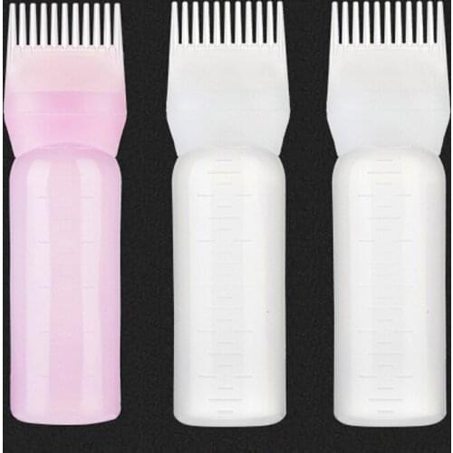 Plastic Hair Dye Shampoo Bottle Applicator with Graduated Brush Dispensing Kit Salon Hair Coloring Dyeing Styling Tools