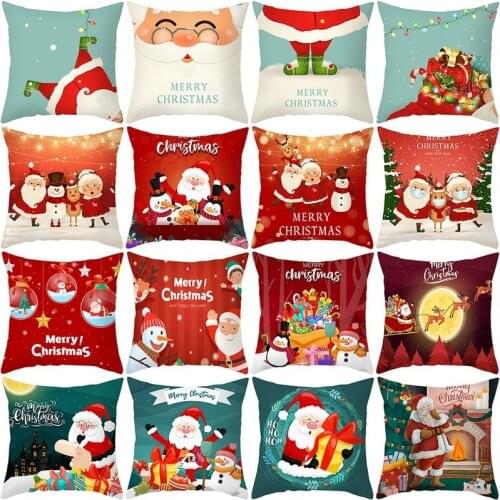 Christmas Decoration Cushion Cover 45*45 Pillowcase Sofa Cushions Merry Christmas Decorations for Home Room Decor New Year 2022