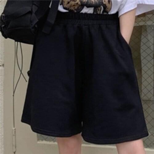 Shorts Women Solid Elastic Waist Leisure Chic Womens Korean Style Summer Breathable Loose Sleepwear Trendy Students Daily