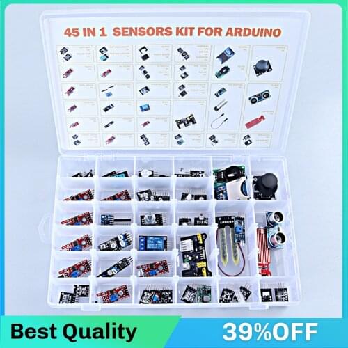 Starter Kit For arduino 45 in 1 Sensors Modules better than 37in1 sensor kit v1.0 37 in 1 Sensor Kit v2.0 UNO R3 esp8266