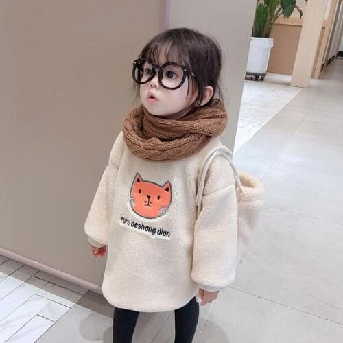 Baby Girls Hoodies Autumn Winter Thicken Cartoon Cat Long Sleeve Sweatshirt for Girl Toddler Kids Clothing High Quality Pullover