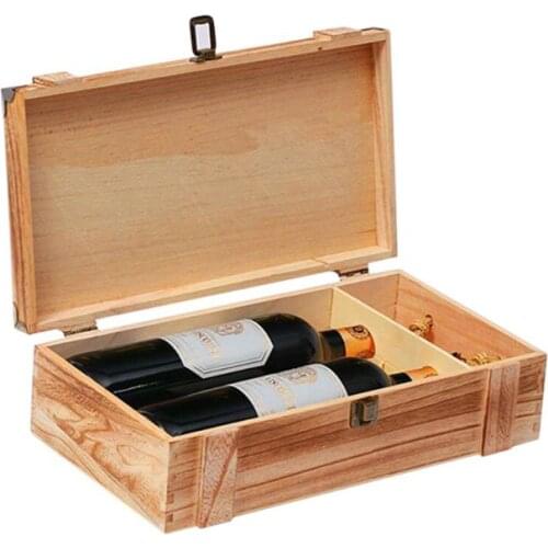Vintage Wood 2 Red Wine Bottle Box Carrier Crate Case Storage Carrying Display Holder Birthday Party Christmas Gift wholesales