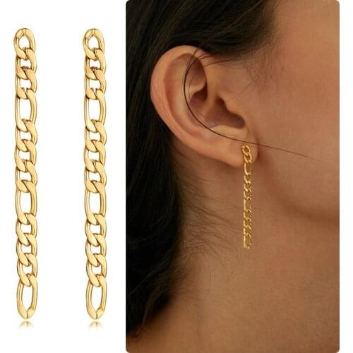 New 2021 Figaro Link Chain Earrings for Women Stainless Steel Long Earring Wholesale Jewelry