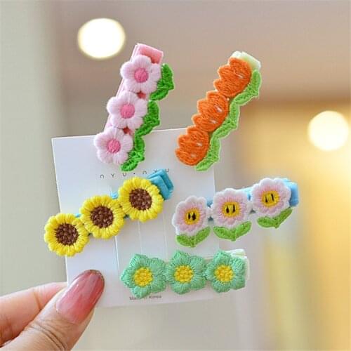 10pcs/Lot Korean New Candy Color Embroider Flowers Hair Clips Hairpins For Girls Children Fashion Hair Accessories Hairgrips