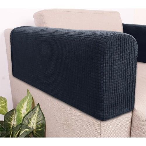 2pcs Universal Elastic Sofa Armrest Cover Simple Sofa Side Towels Protective Cloth for Home Office (Navy)
