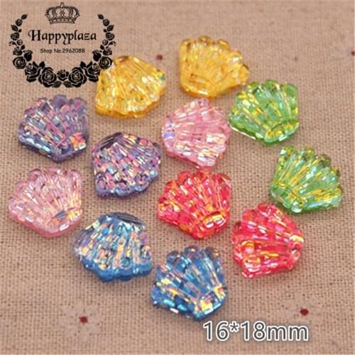 20pcs New Mix Colors Glitter Resin Seashell Flatback Cabochon DIY Hair Clip/Craft Decoration