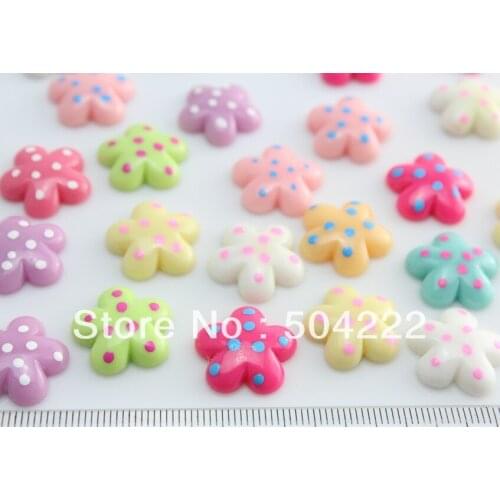 300pcs polka dots kawaii polished polka dots Resin flower cameo gem flatback Cabochon cab mixed colors