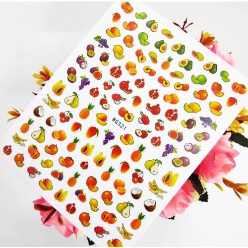 Fruits Avocado Mangosteen 3D Stickers Sliders for Nails Self Adhesive Nail Art Decoraciones Foil Design Manicure Accesorios
